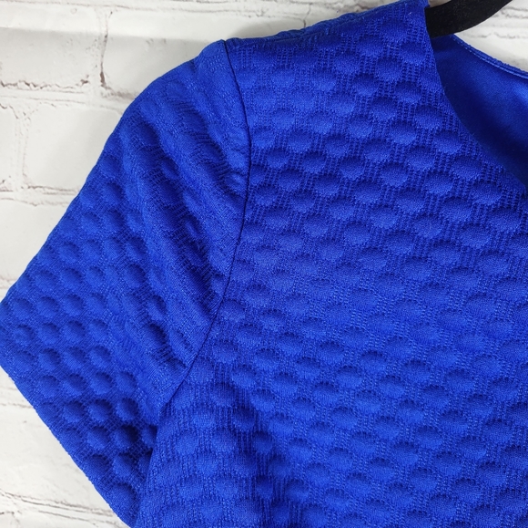 Eliza J Women's  Dot Texture Fit Flare Dress in Royal Blue Size 4 - Picture 5 of 11